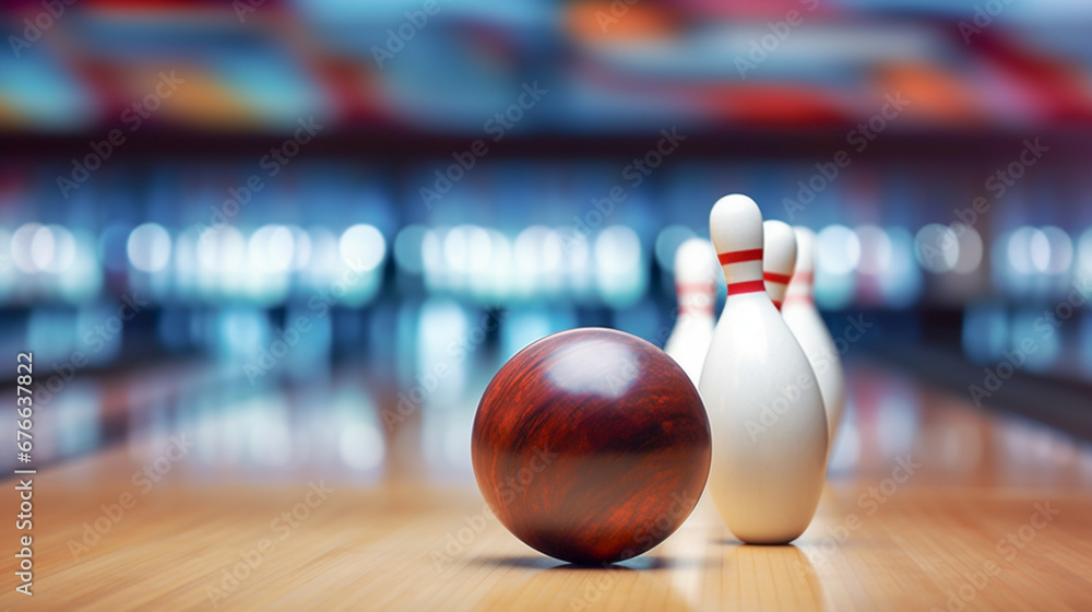 Poster, Wandbilder bowling ball on the track in the bowling center, 40x22.2  cm