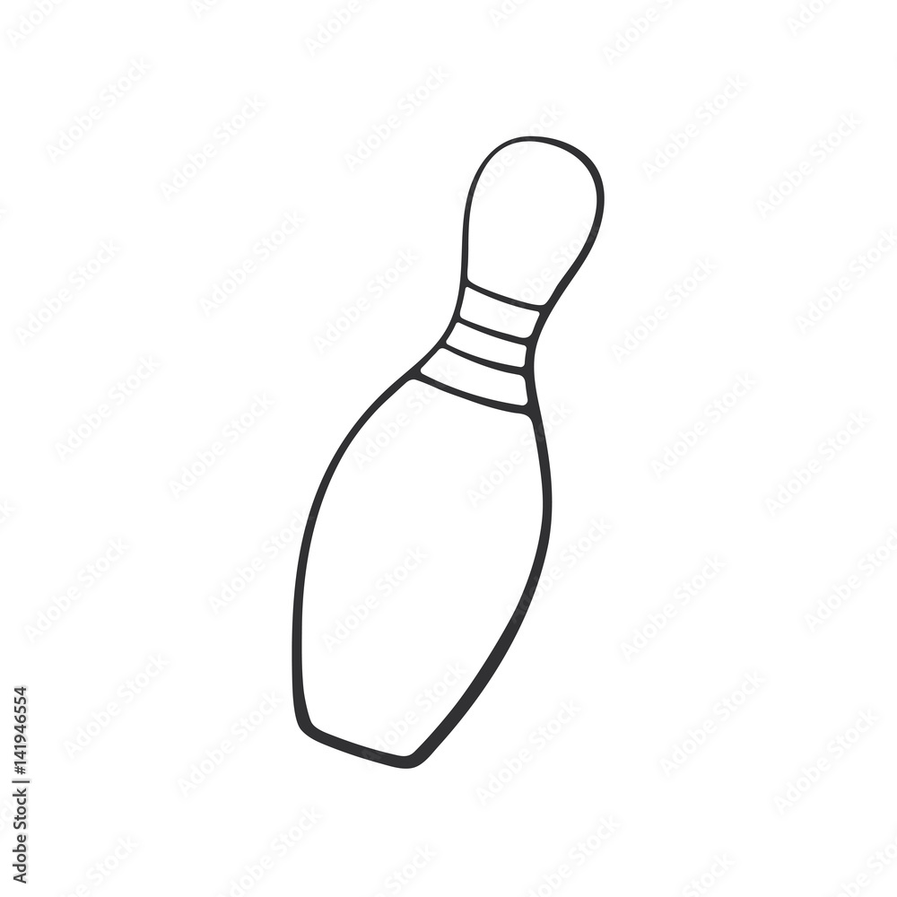 Vector illustration. Hand drawn doodle of one bowling pin. Sports ...