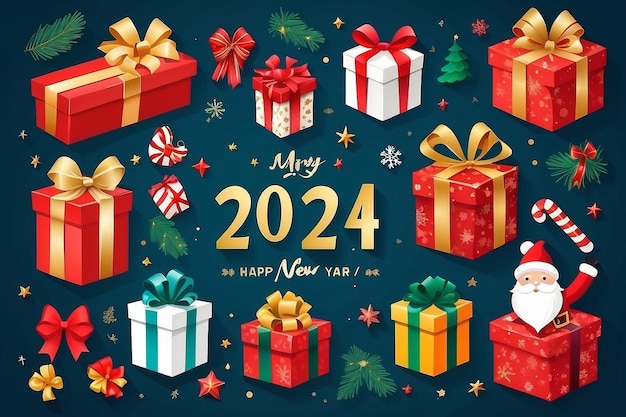 2024 which Gift Box Merry Christmas and Happy New Year 2024 ...