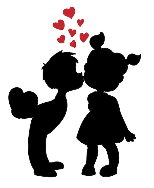 boy and girl kissing silhouette