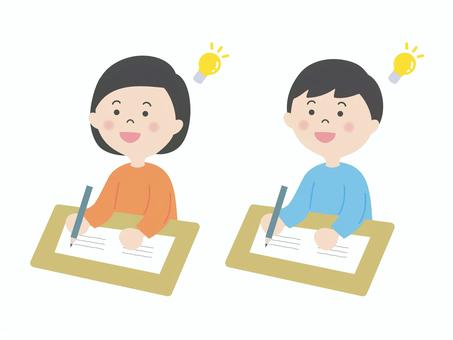 boy and girl writing clipart
