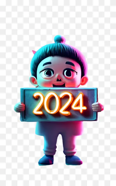 2024 New Year - Child Holding 2024 Sign - CleanPNG / KissPNG