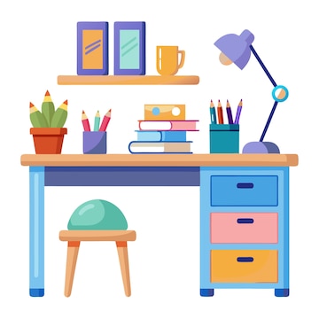 Kids desk clip art and Vector Design With a White Background ...