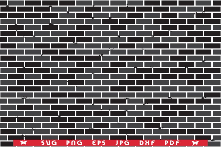 SVG Black Brick Wall, Seamless Pattern, digital clipart