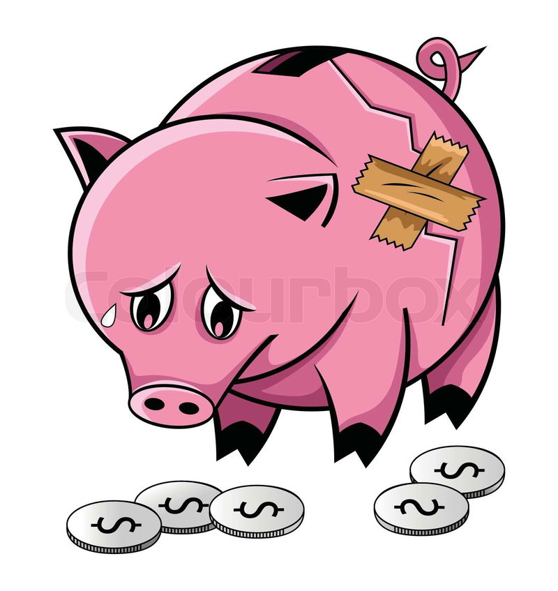broken piggy bank clipart