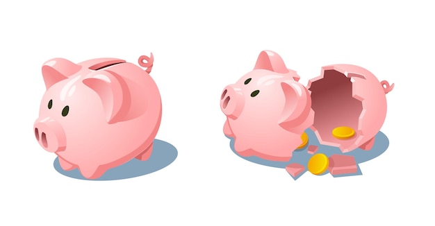 broken piggy bank clipart