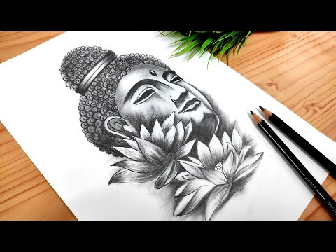 Lord Buddha Pencil Sketch | Easy Pencil Drawing Method Step by ...