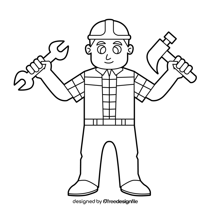 Bob The Builder, Bob with tools drawing black and white clipart ...