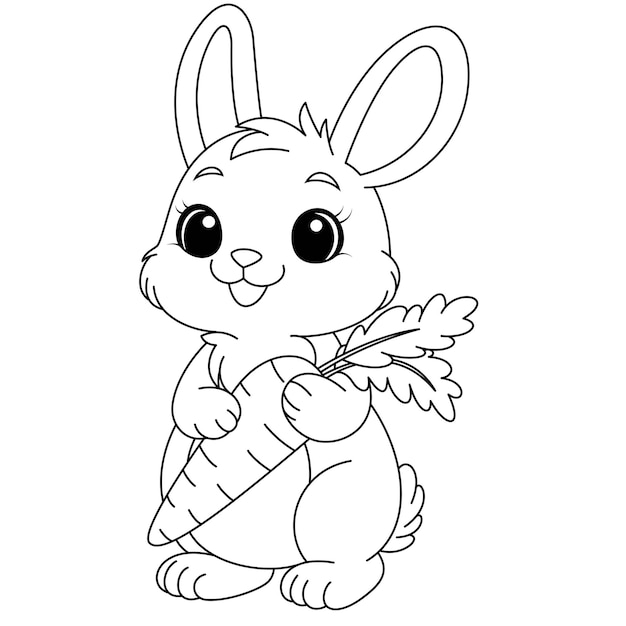 Premium Vector | Bunny and carrot coloring page