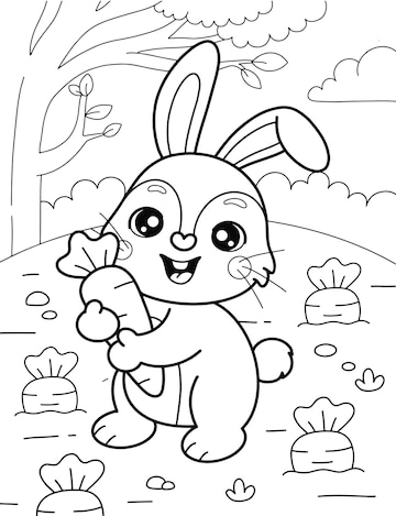 bunny with carrot coloring page