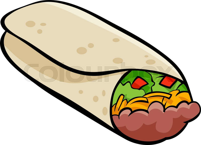 Cartoon burrito Mexican food clip art. Vector illustration w ...