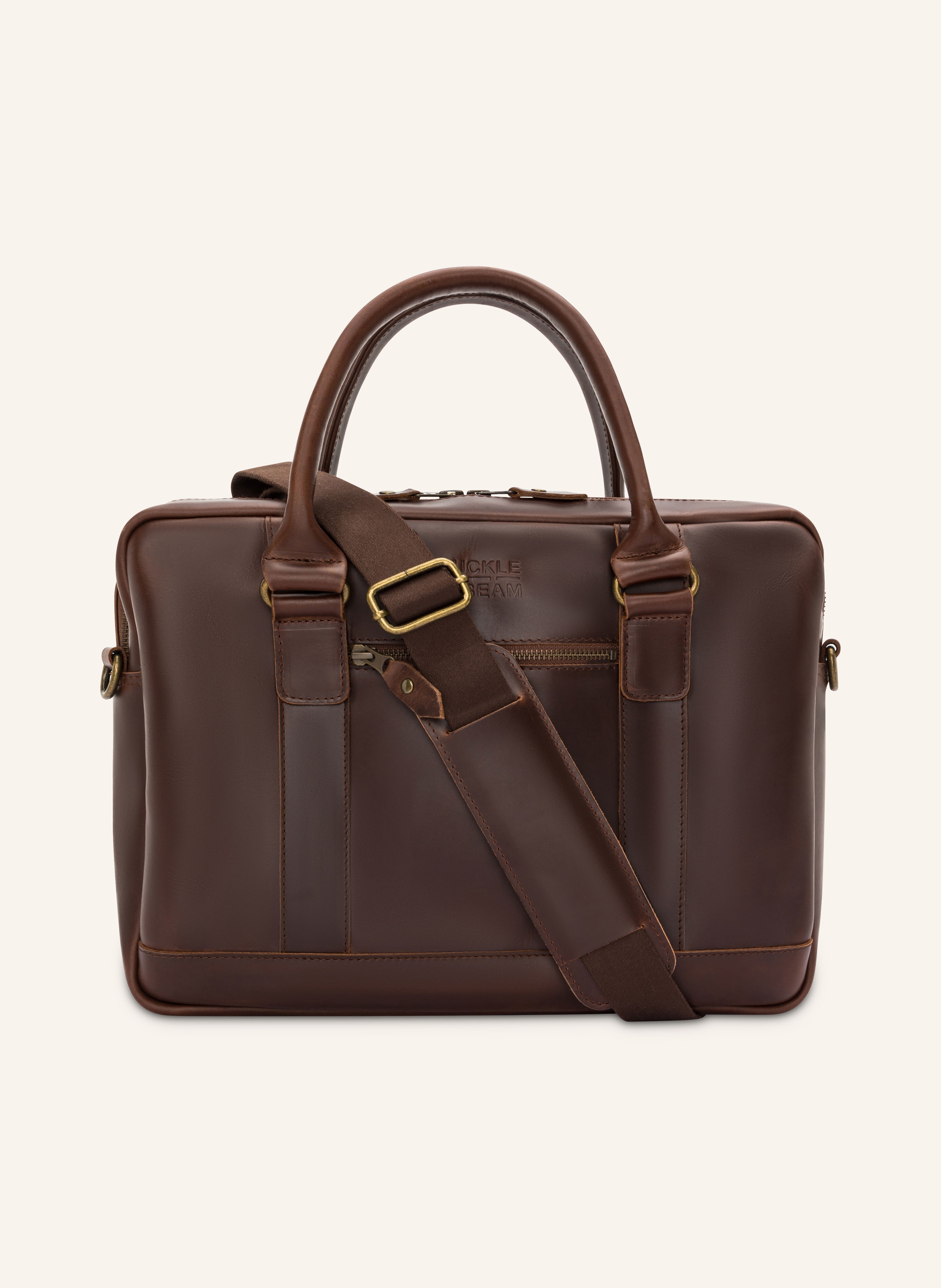 Leather Business Briefcase Everett - Blue / Black