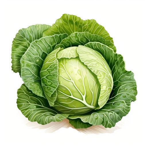 Cabbage Clipart: High-Def Vector in Oil Painting Style &amp; 4K