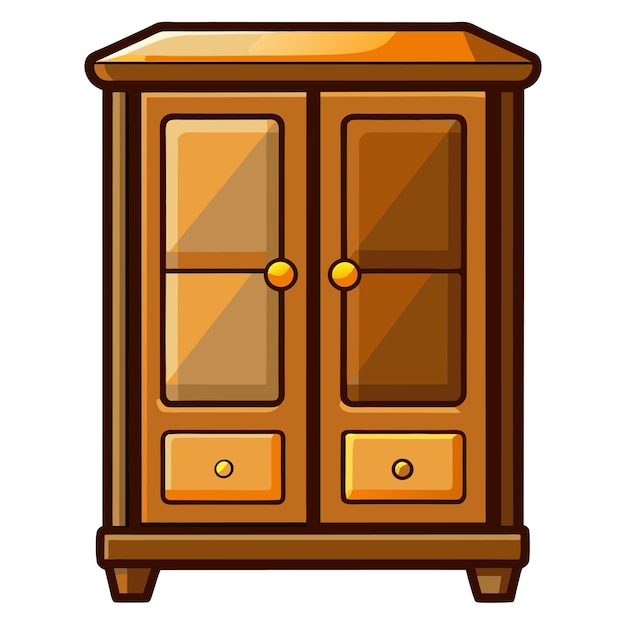 Wooden cupboard clipart vector art and illustration | Premium AI ...