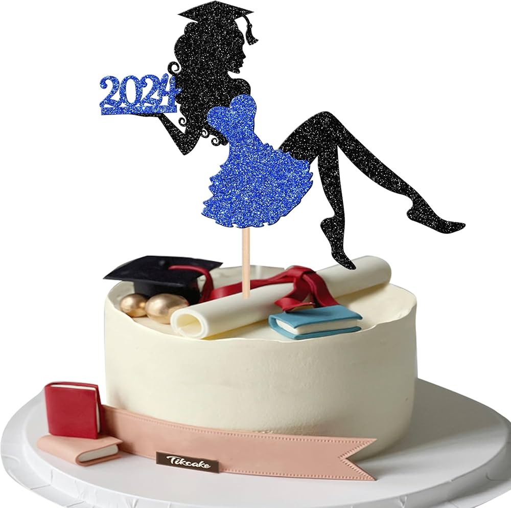 1 Piece Girls Graduation Cake Decoration Glitter Degree Cap Diploma Cake  Decoration 2024 Senior Graduation Cake Pick for 2024 Girls School  Graduation ...