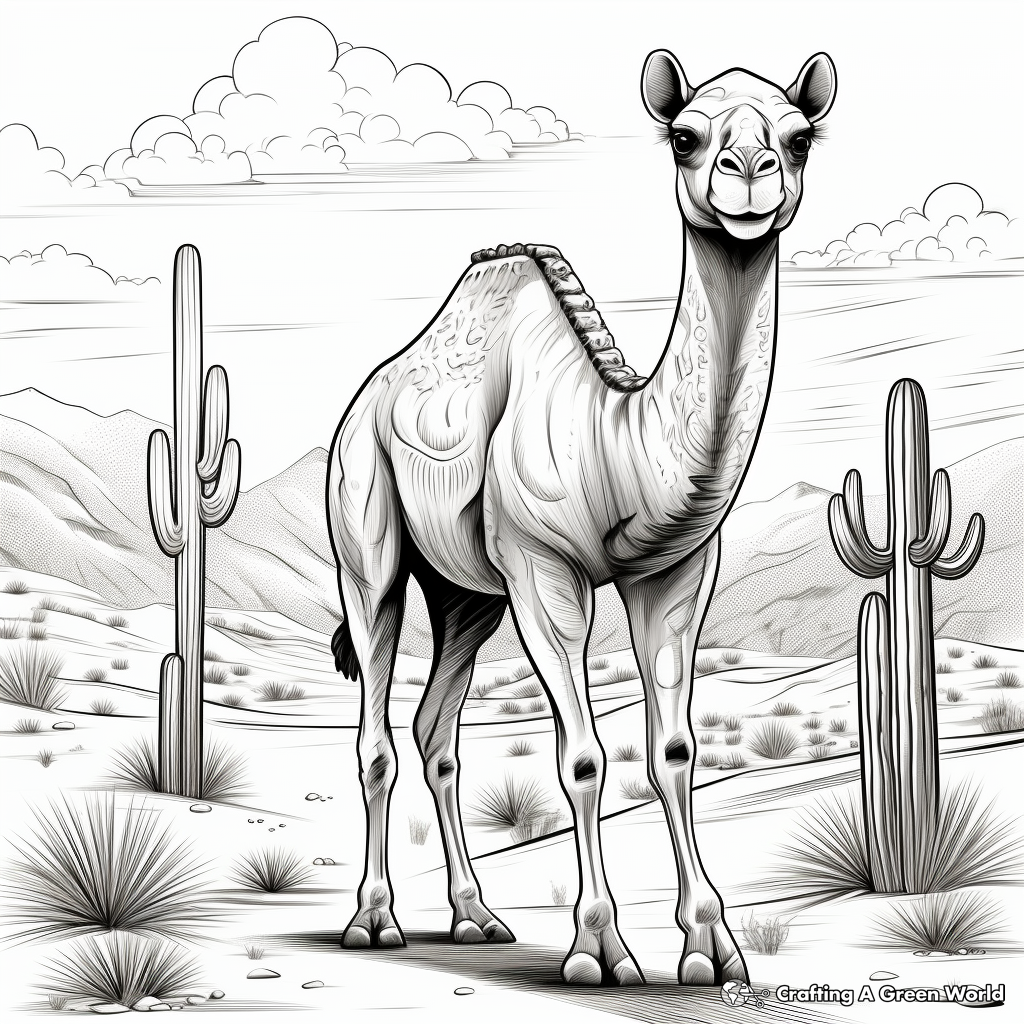 Camel In The Desert Coloring Pages - Free &amp; Printable!
