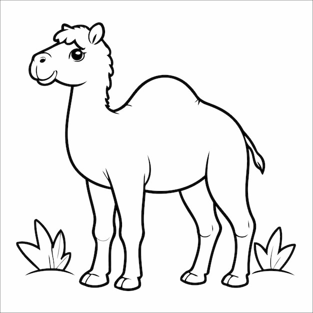 Premium Vector | Cute Camel Coloring Page For Kids