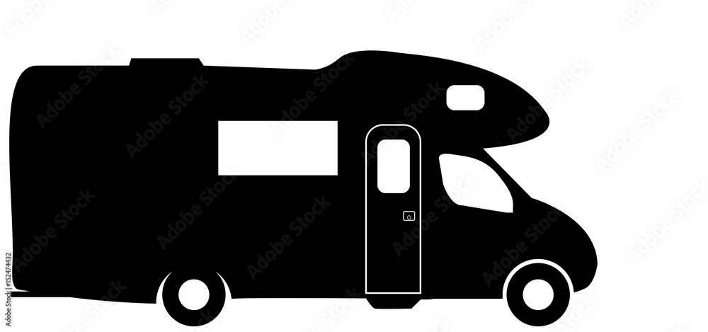 Stock-Vektorgrafik „Medium RV Camper Van Silhouette“ | Adobe Stock