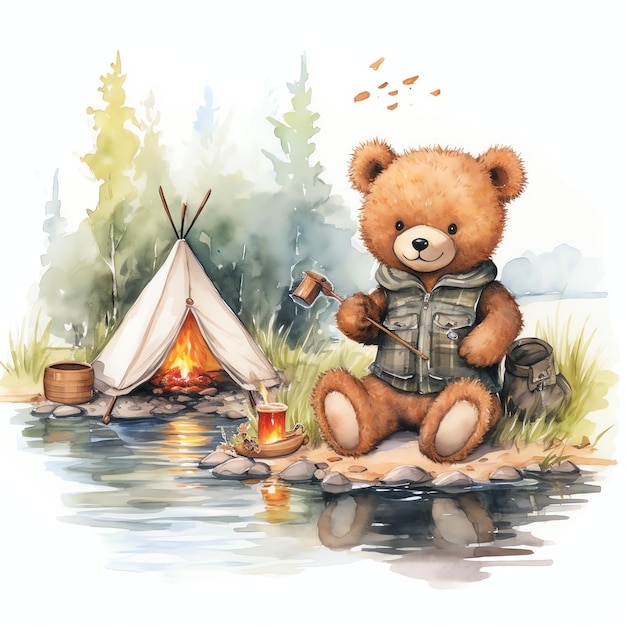 camping bear cliparts 2024