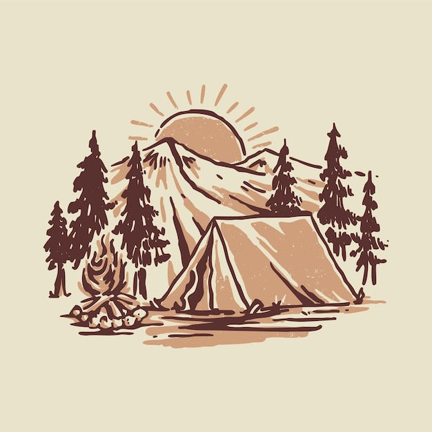 Premium Vector | Camping vintage graphic illustration vector art ...