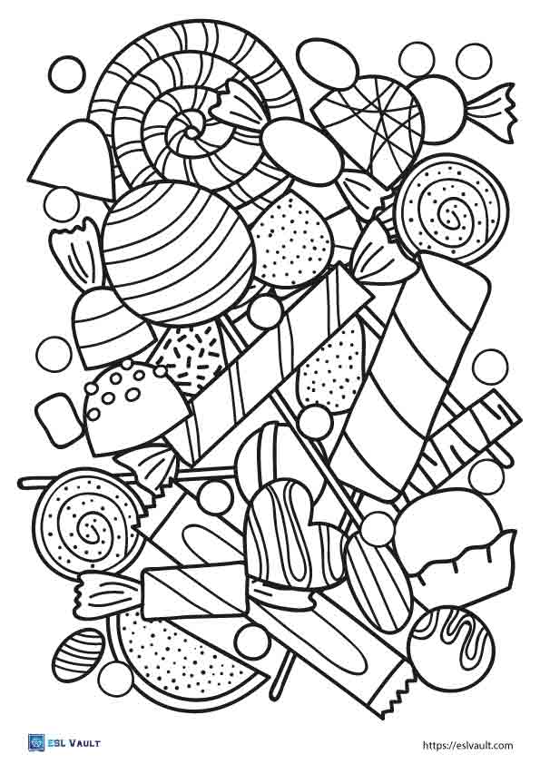 23 Free candy coloring pages ( Printable PDF) - ESL Vault