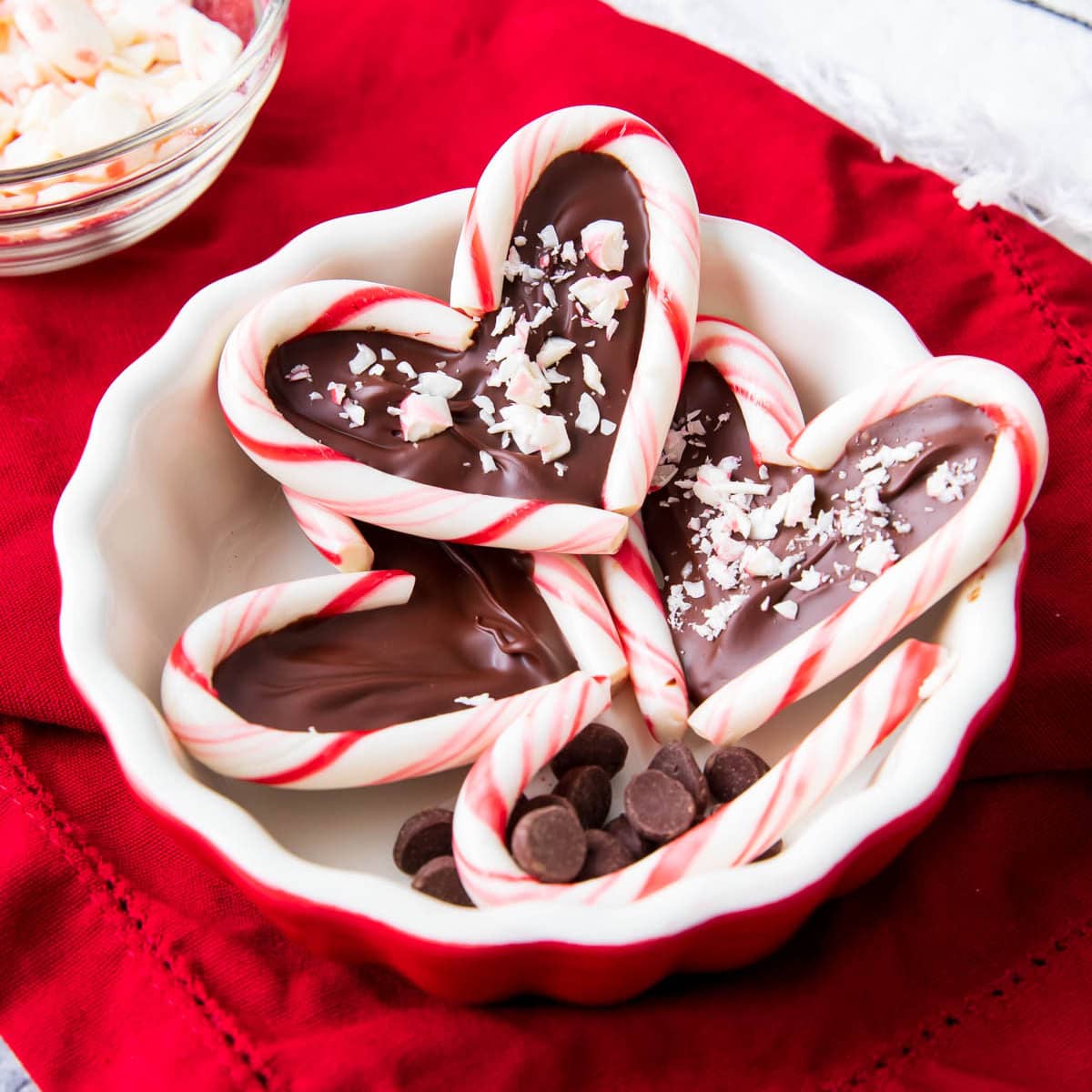 Candy Cane Hearts with Chocolate
