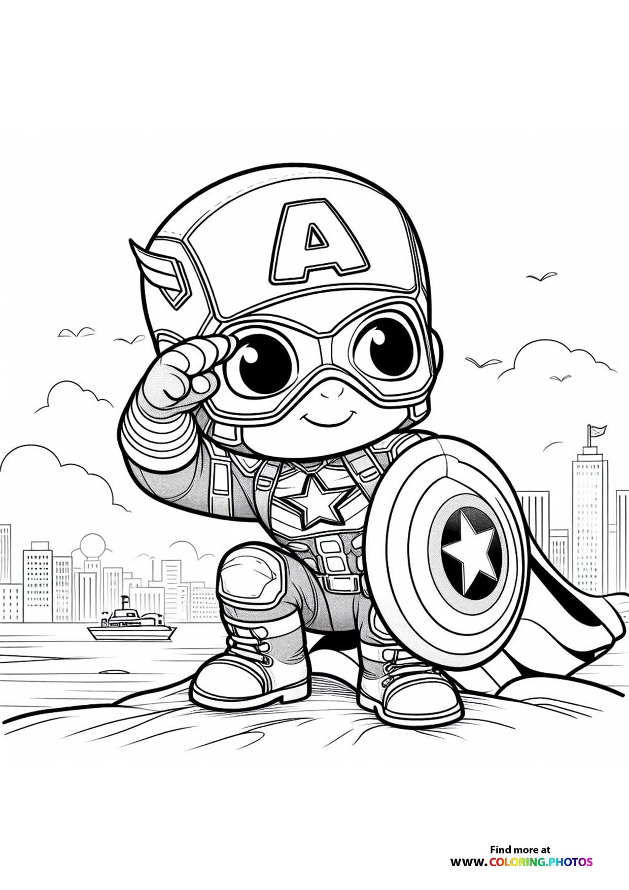 Captain America Coloring Pages for Kids Free Printable Sheets