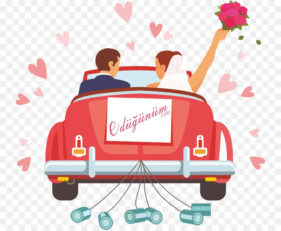 Just Married Car - Just Married Car with Couple - CleanPNG / KissPNG