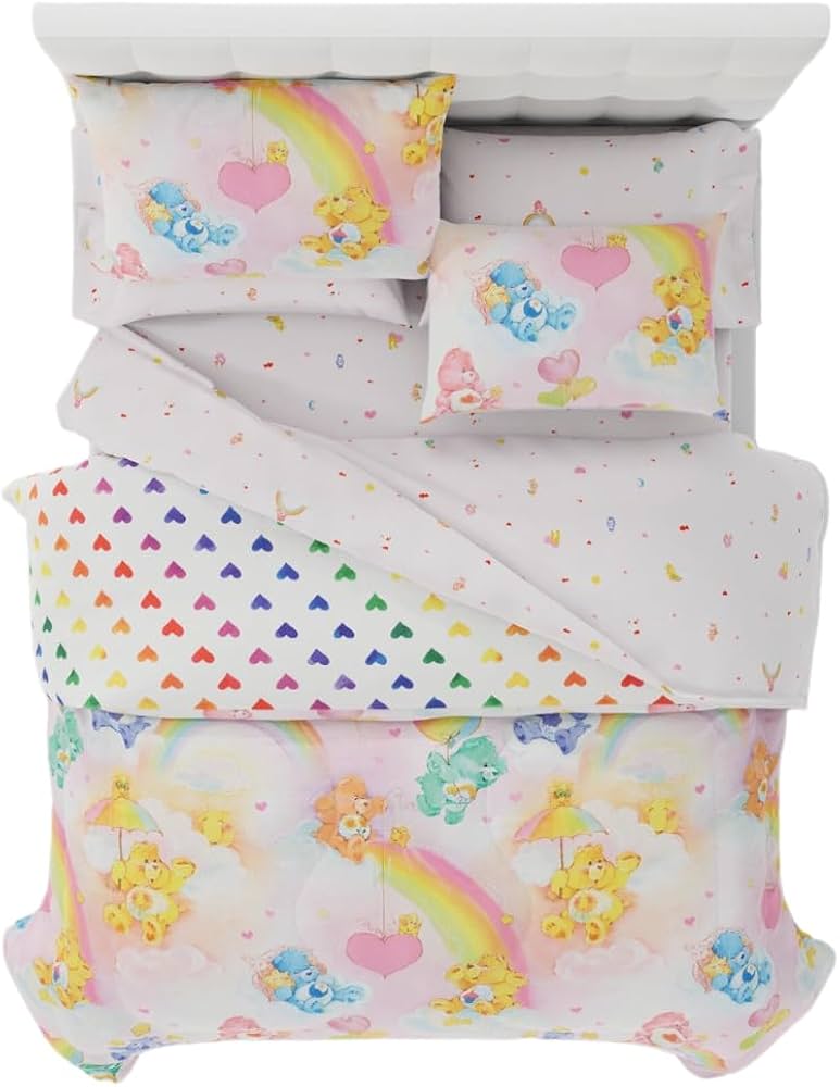 Franco Collectibles Care Bears Classic Retro Rainbow Bedding 7 Piece Super  Soft Comforter and Sheet Set with Pillow Case Queen (100% Officially ...
