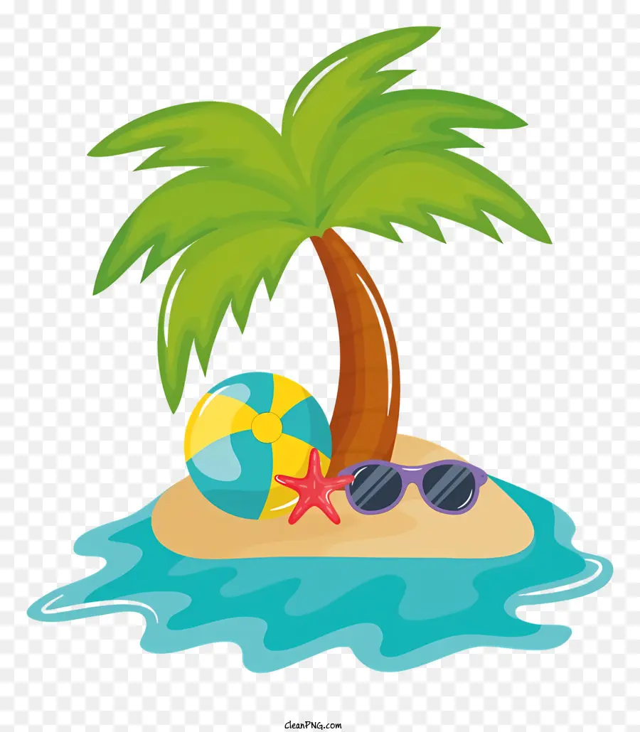 Cartoon Beach Scene - Tropical Beach Scene with Palm Tree ...