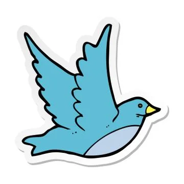 Sticker of a cartoon flying bird: Graphic #103733189