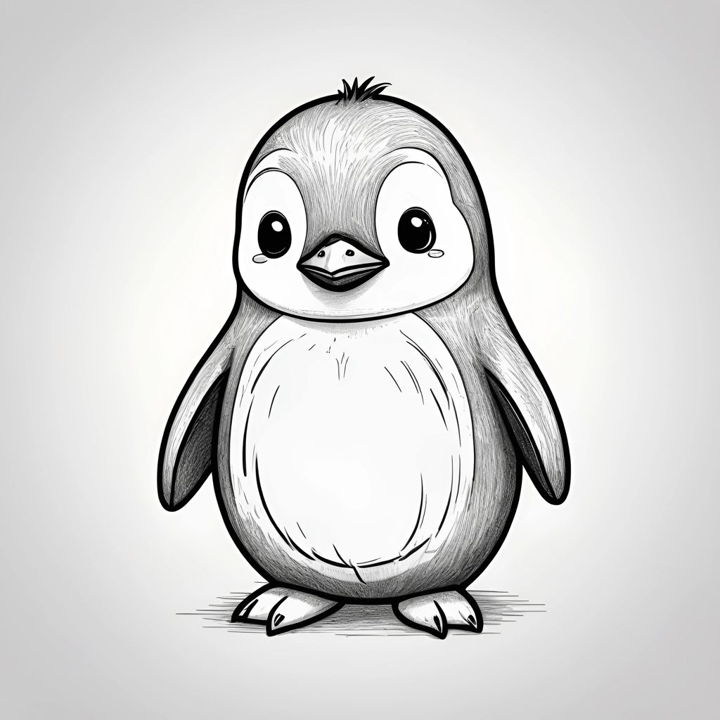Cute Baby Penguin Drawing - Free Download - AI Scribbles