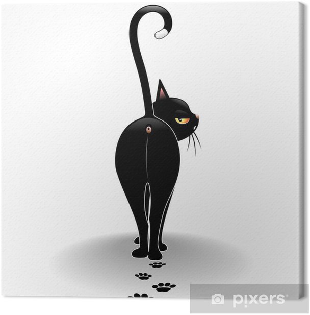 Leinwandbild Disdainful Black Cat Black Cat Cartoon-Verachtend ...