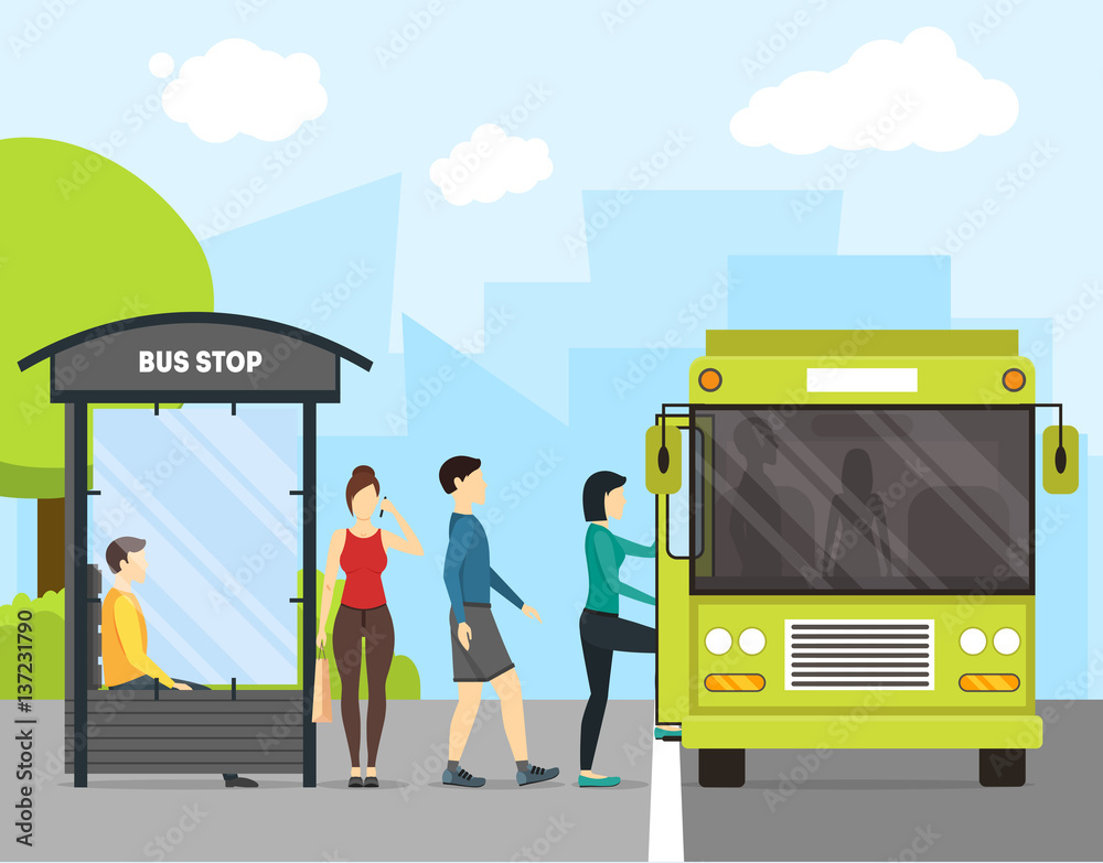 cartoon bus stop