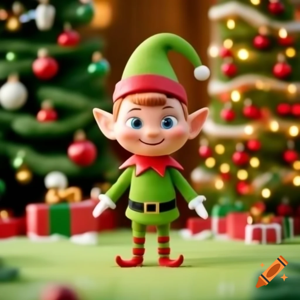 Cartoon elf celebrating christmas on Craiyon
