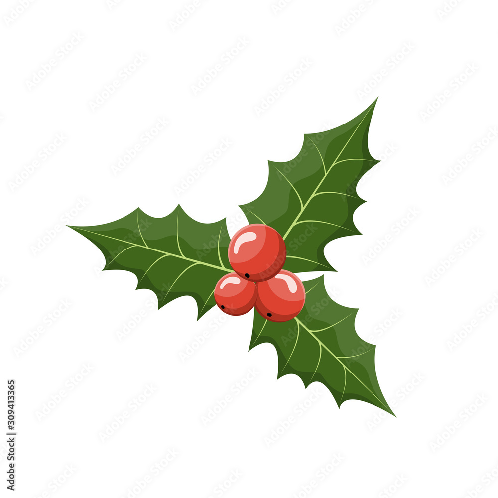 cartoon christmas holly