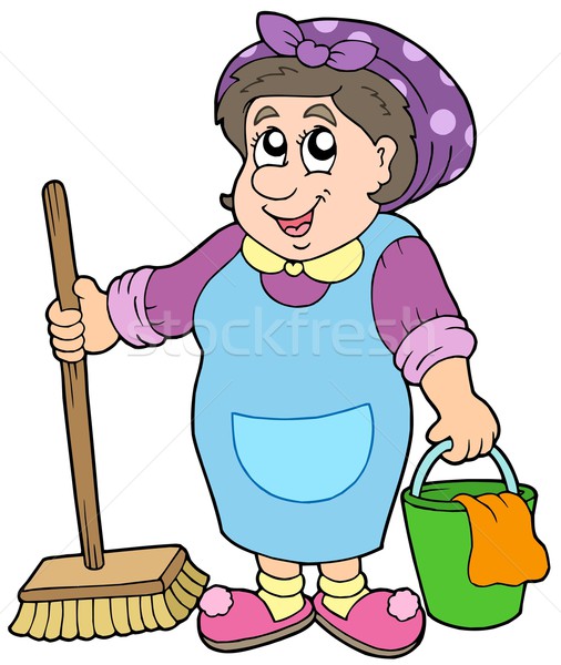 cartoon cleaning lady