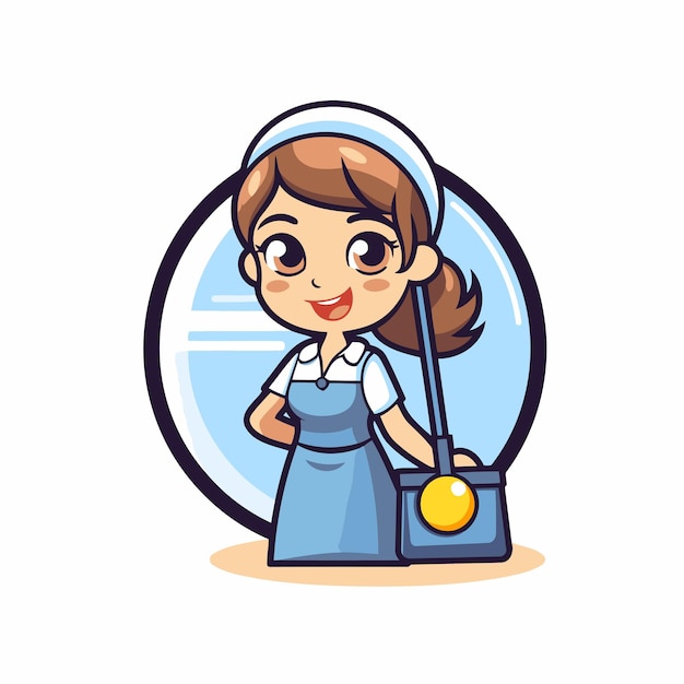 cartoon cleaning lady