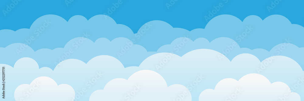 Cute cartoon clouds and sky background. Stock-Vektorgrafik | Adobe ...