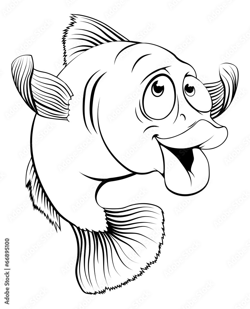 Poster, Wandbilder Cod fish cartoon, 30x40 cm