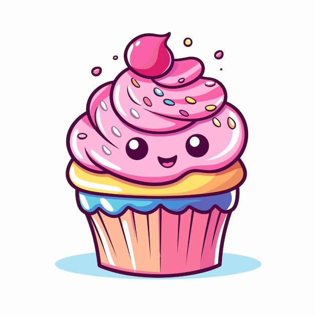 Premium Vector | Vector graphic of a charming cartoonstyle cupcake ...
