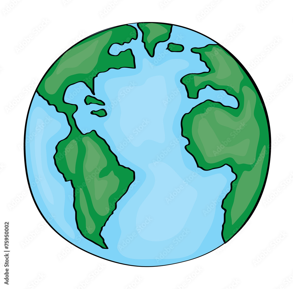 Stock-Vektorgrafik Hand drawn cute cartoon earth. Vector | Adobe Stock