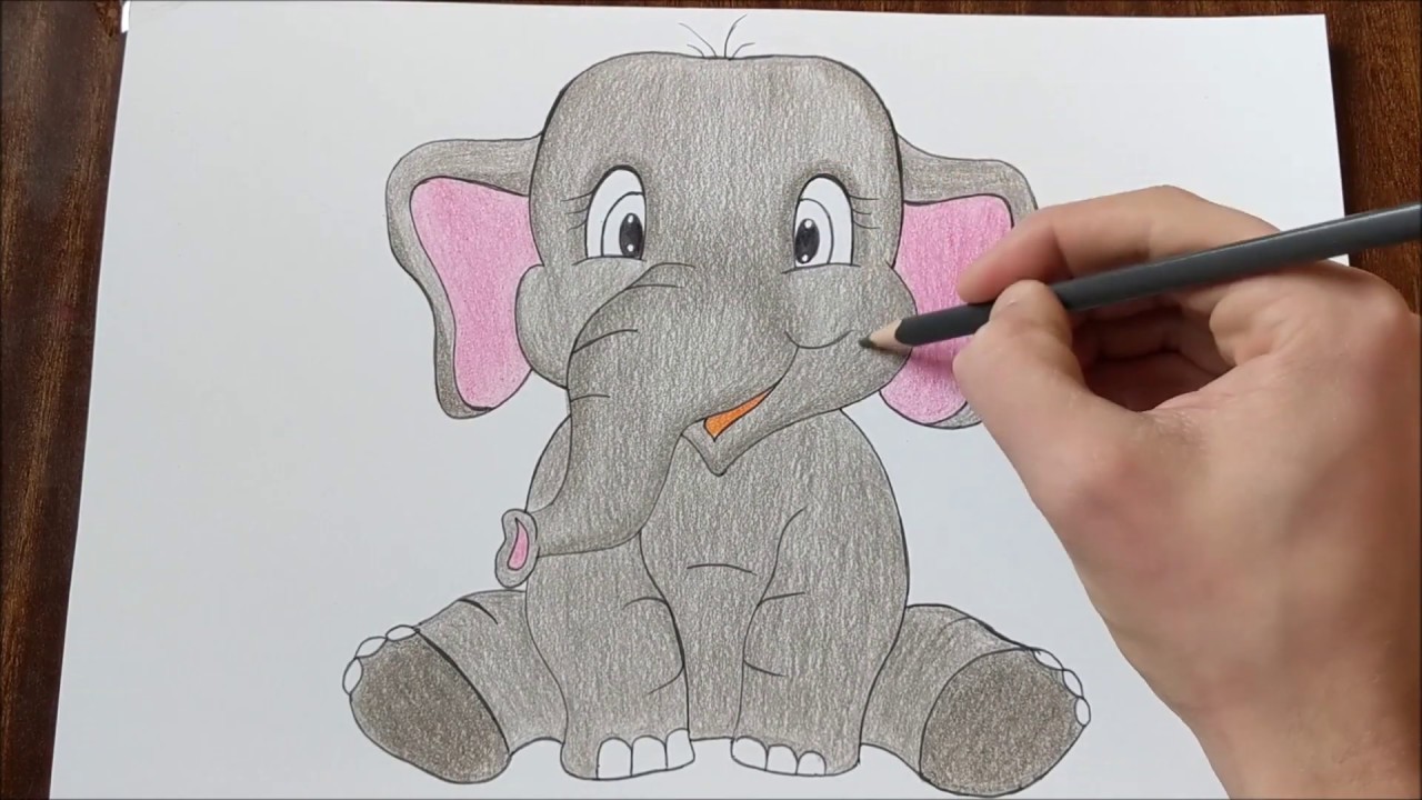How to draw a cartoon Elephant step by step