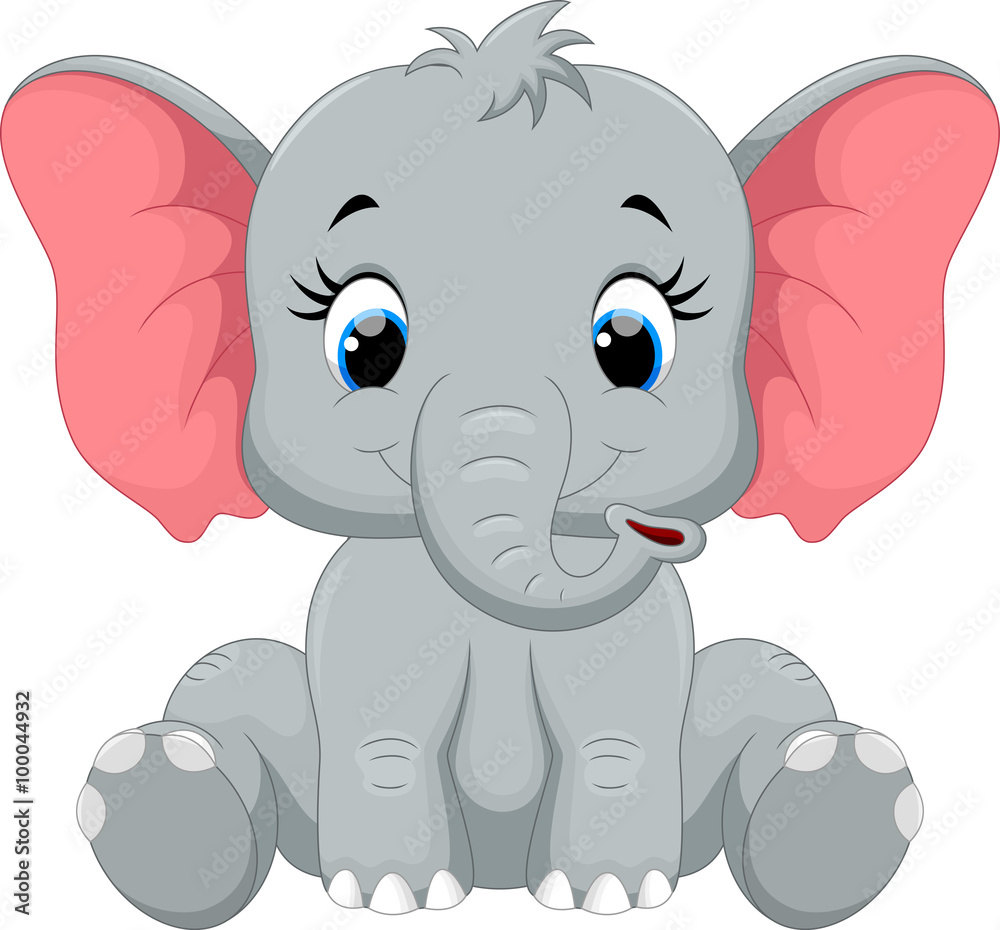 Cute baby elephant cartoon sitting Stock-Vektorgrafik | Adobe Stock