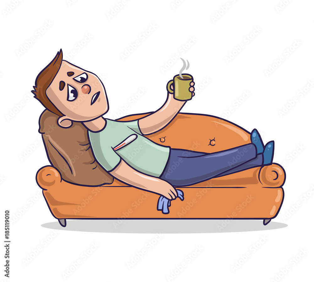 cartoon feeling sick