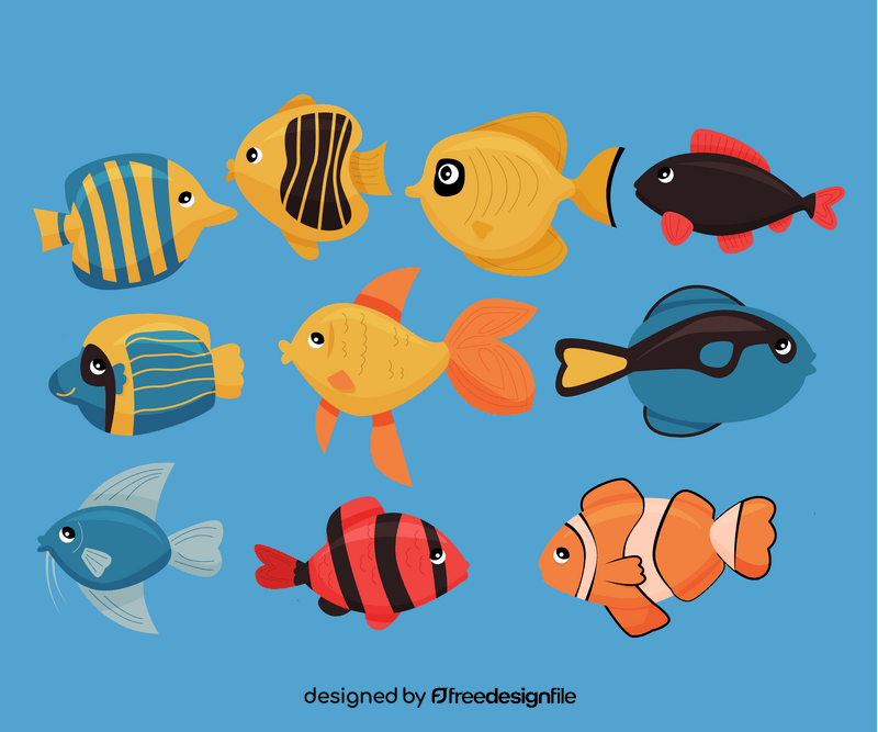 Cartoon fishes vector free download