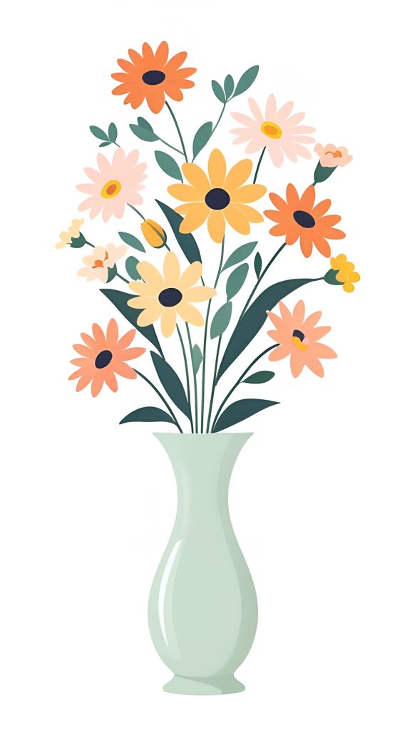 Cartoon Flower Vase Illustration - Free Download - AI Scribbles