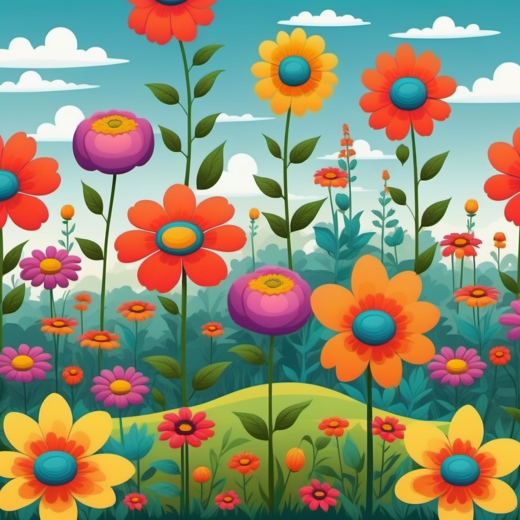 cartoon flowers cliparts 2024