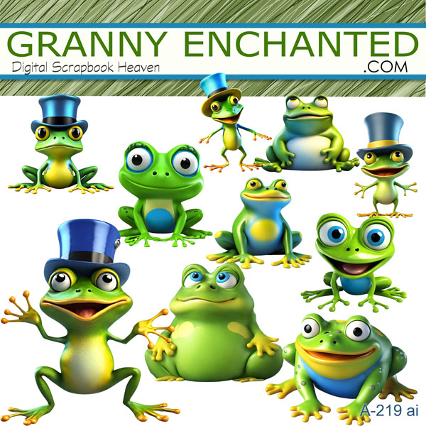 A-219 ai Frog Clip Art Digital Scrapbook Element pack – Granny ...