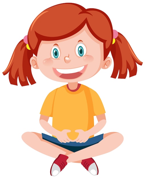 cartoon girl sitting